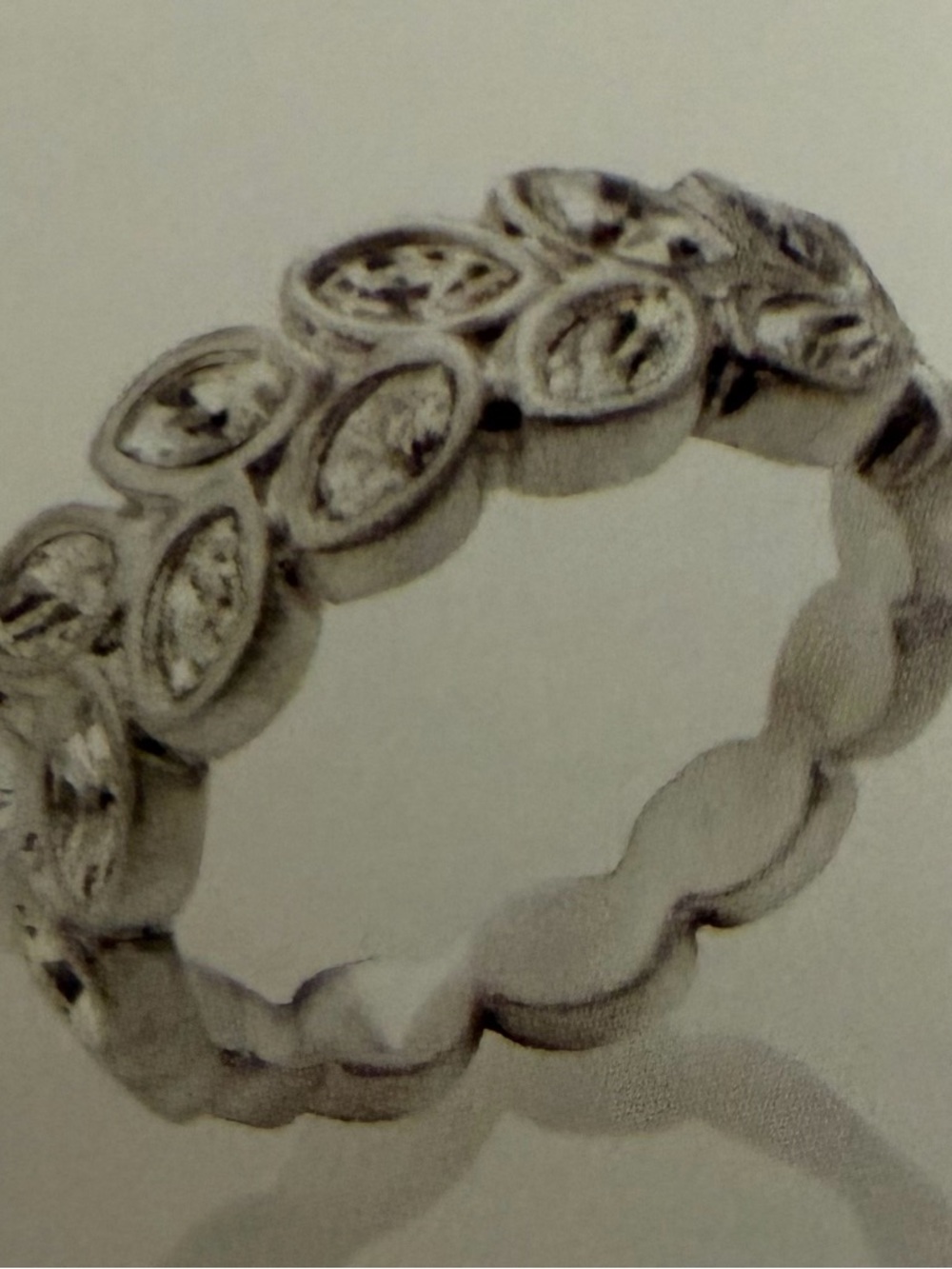 Touchstone Crystal Silver Marquise Pavé Eternity Ring